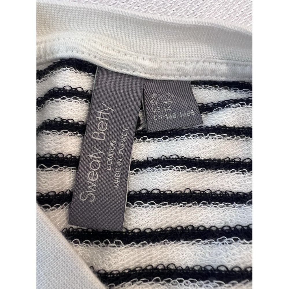 Sweaty Betty London-XXL-Sweatshirt-Black Ivory-Athleisure-French Terry-Lounge - Picture 11 of 12